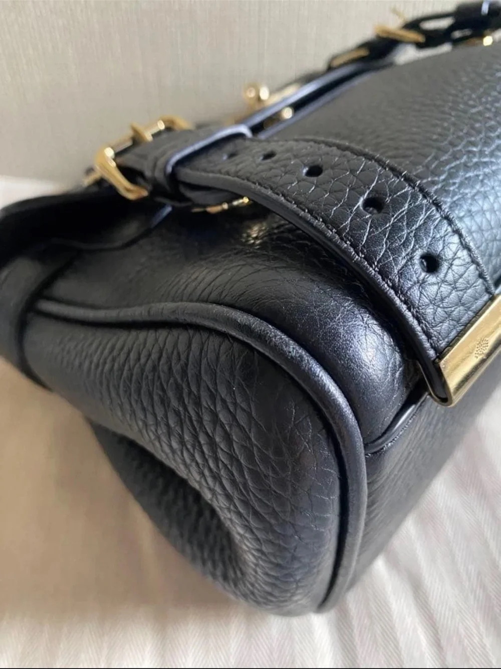Mulberry Black Textured Leather Satchel with Braided Top Handle